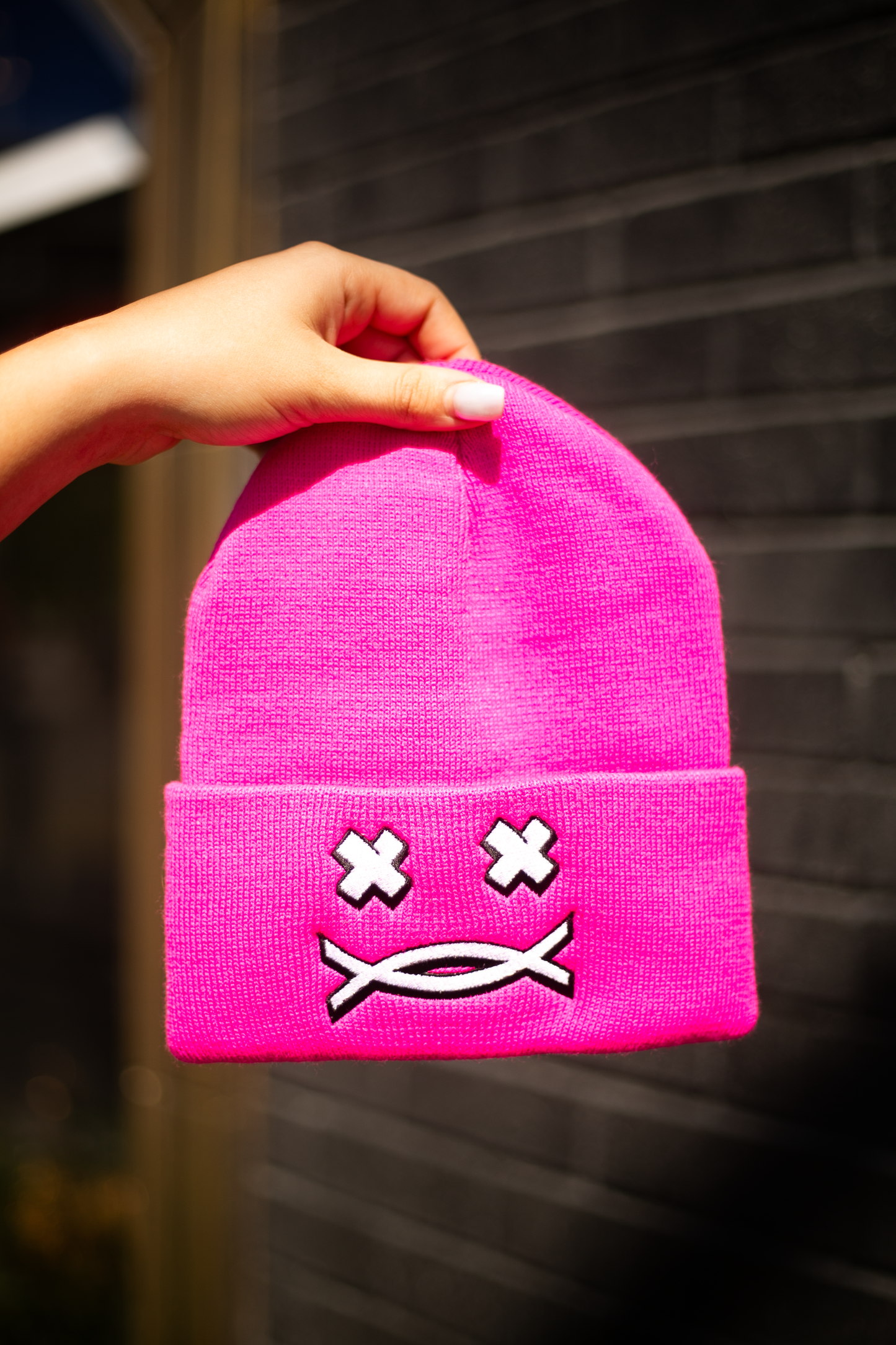 "You Choose" Winter Beanie - Embroidered Baby Pink