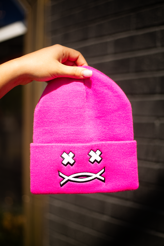 "You Choose" Winter Beanie - Embroidered Hot Pink