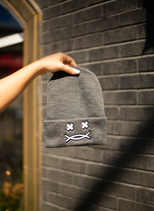 "You Choose" Winter Beanie - Embroidered Grey