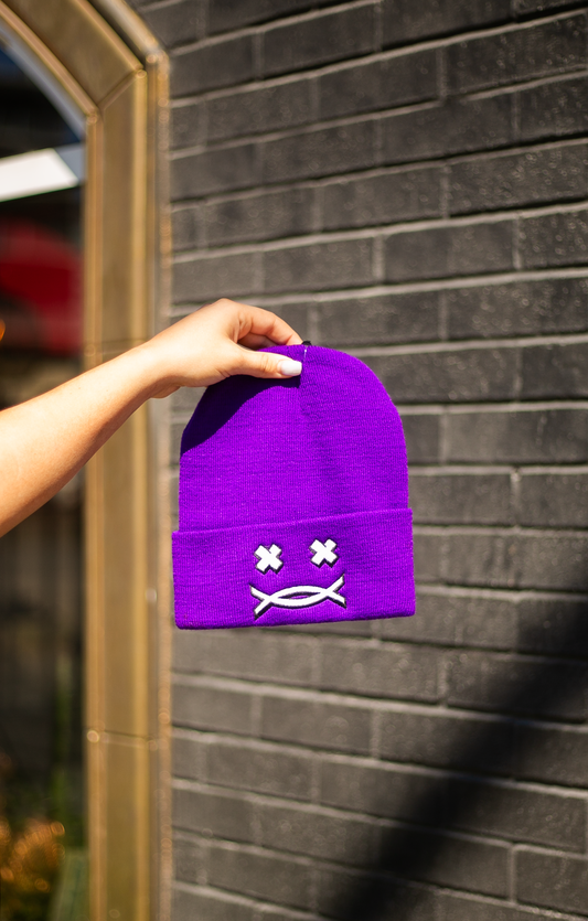 "You Choose" Winter Beanie - Embroidered Purple