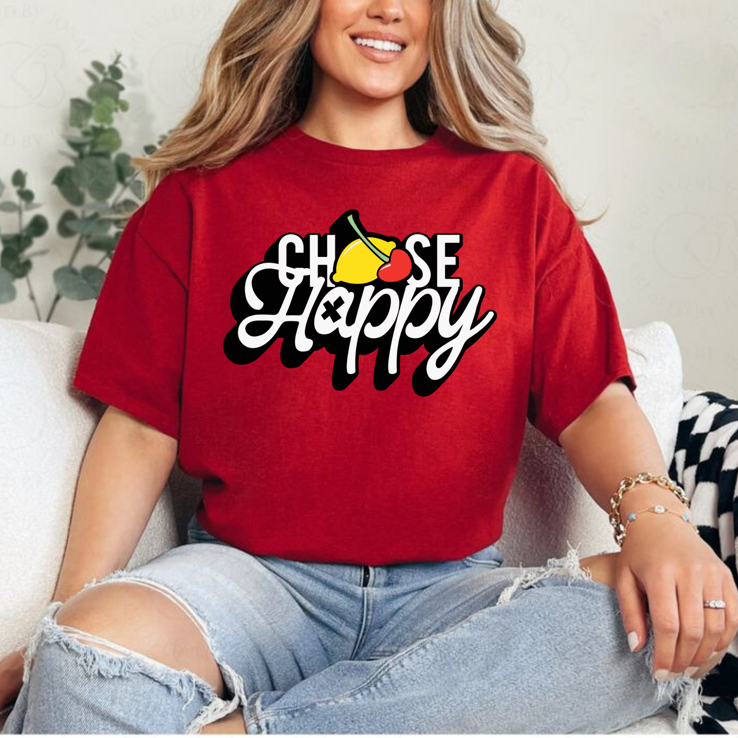 "Choose Happy" Women's Red Tee