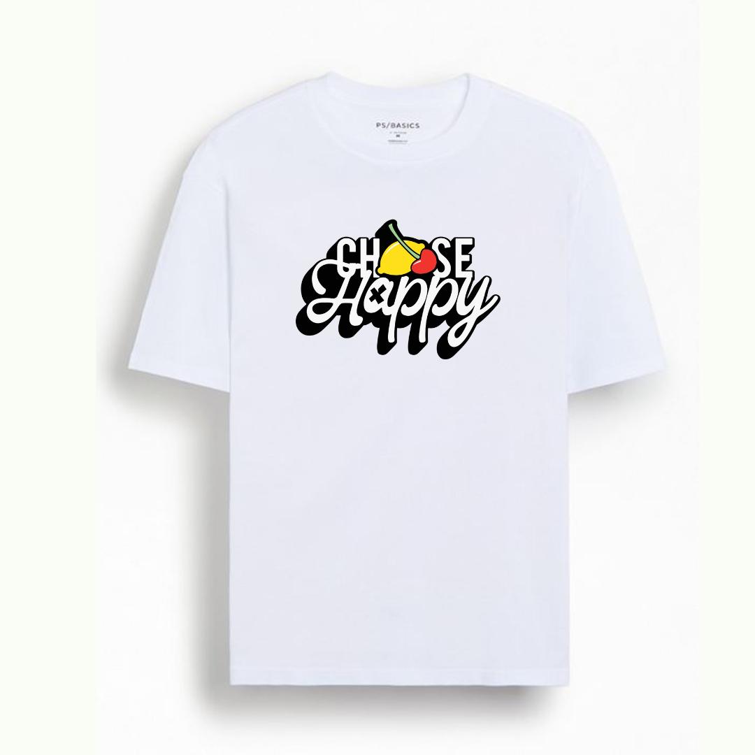 "Choose Happy" White Womens T-shirt