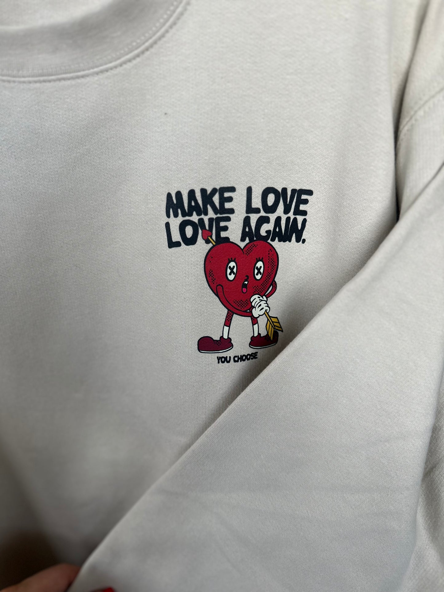 Make Love, Love Again Crewneck ( Sand/Cream)