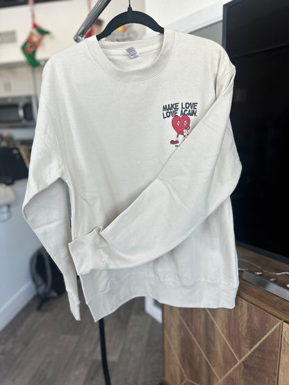 Make Love, Love Again Crewneck ( Sand/Cream)