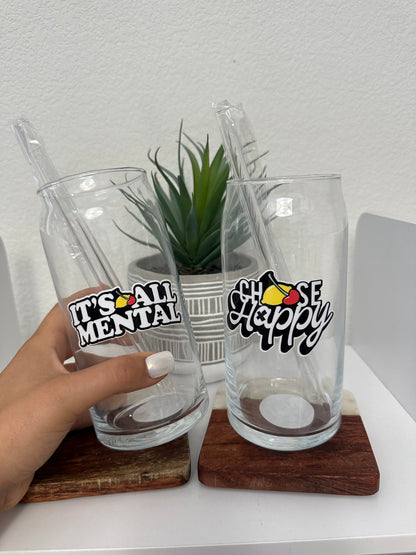 Glass Iced Coffee/Drink Cups ( Pair )