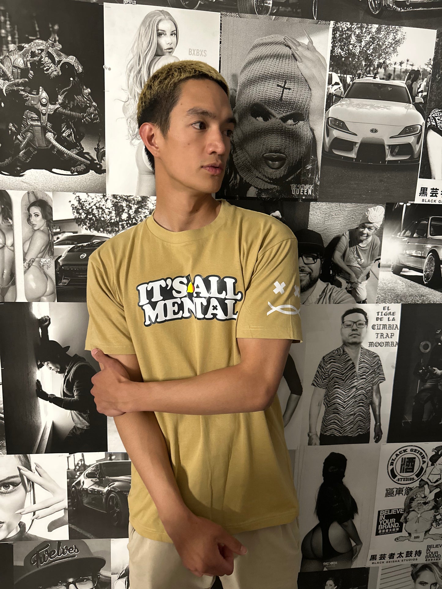 "Its All Mental" Tan Mens Vintage Tee