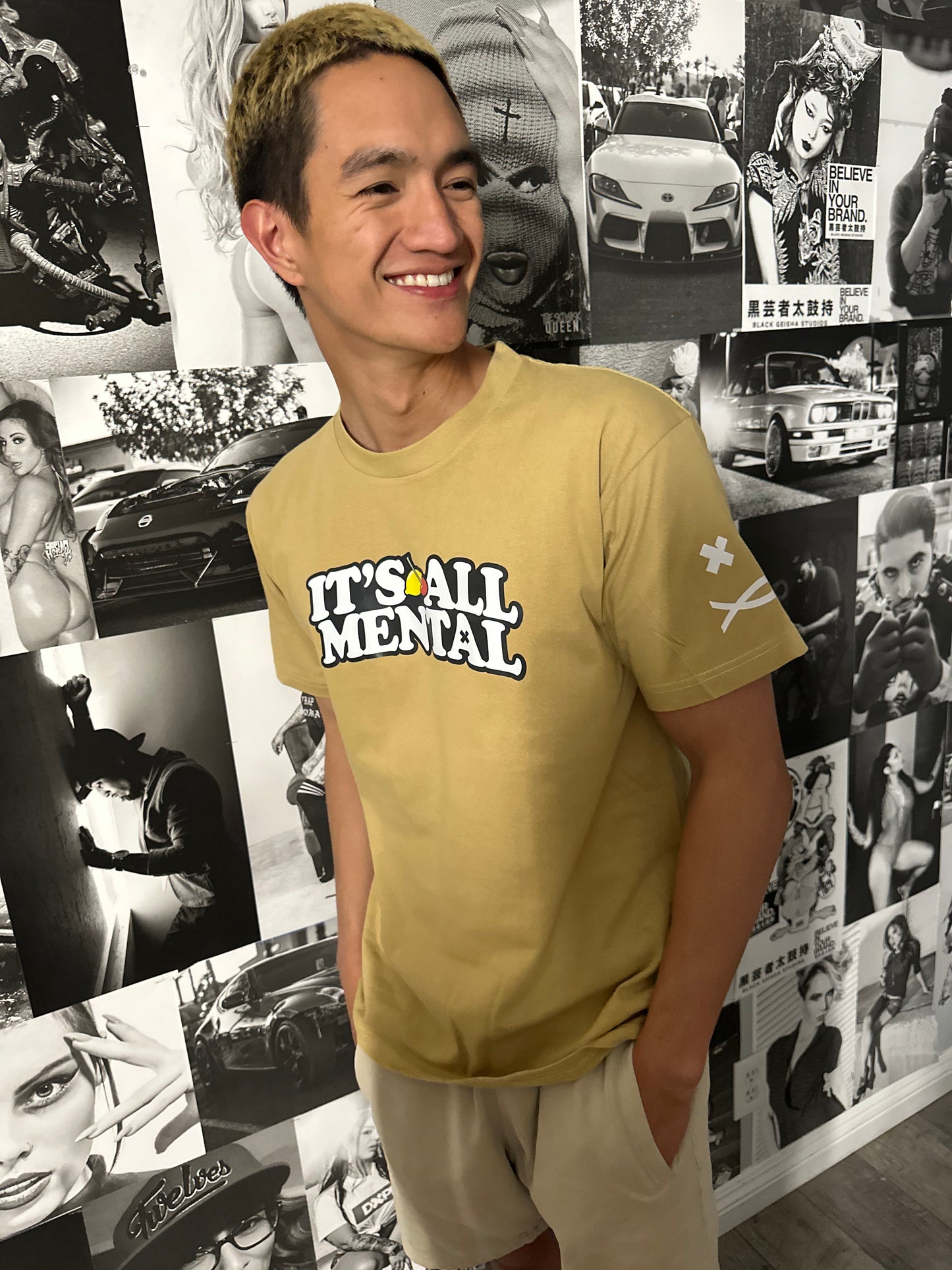 "Its All Mental" Tan Mens Vintage Tee