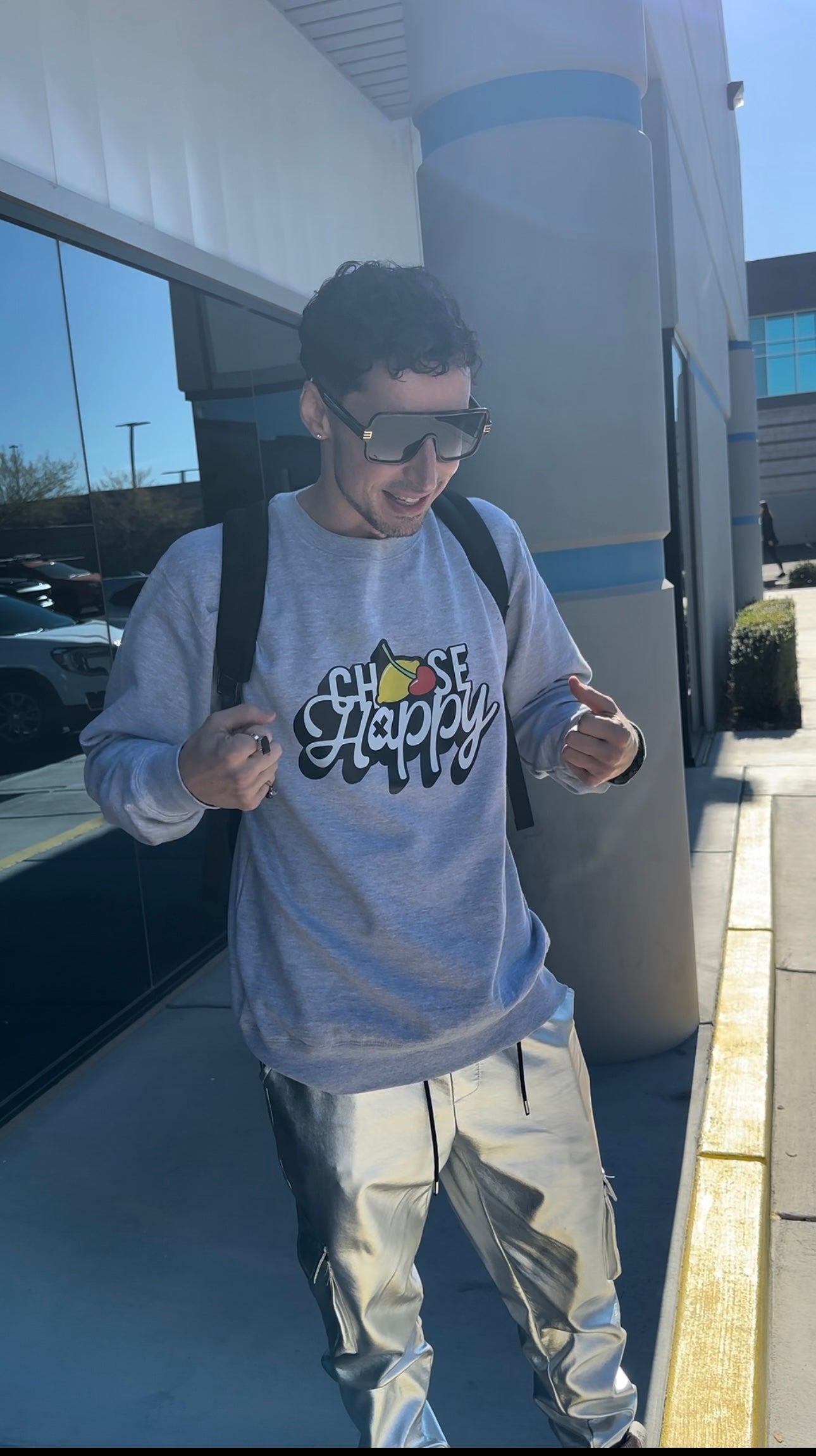 "Choose Happy" grey Sweatshirt- Unisex
