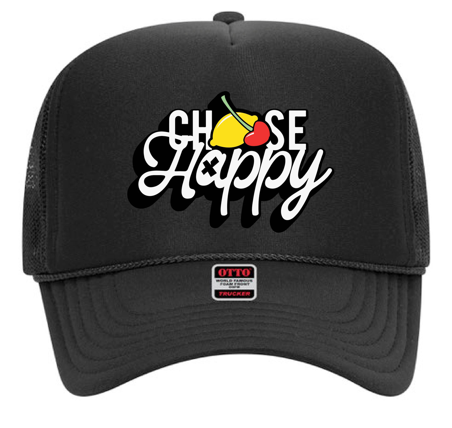 "Choose Happy" Black Trucker Hat