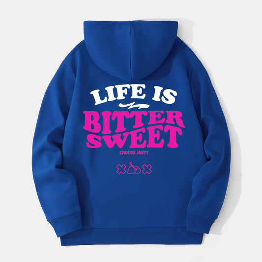 "Life Is BitterSweet" Royal Blue and Pink Oversized Hoodie- Unisex