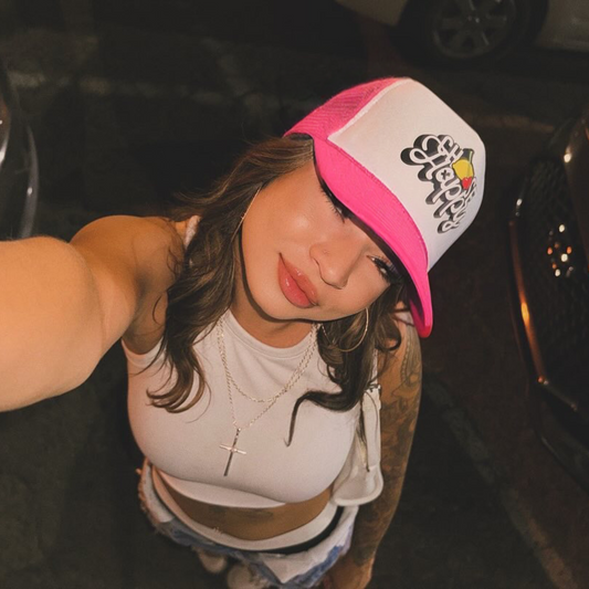 "Choose Happy" Pink and White Trucker Hat- Unisex